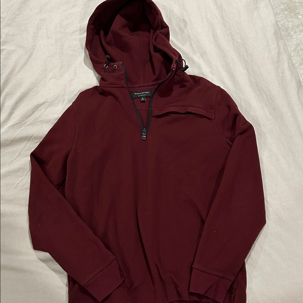 Banana Republic Men's Dark Red Zip-Up Sweater